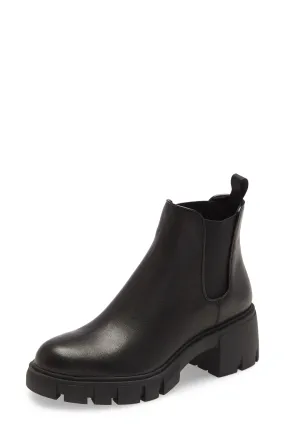 Steve Madden Women's Howler Block Heel Platform Ankle Boots Black Leather (8, BLACK)