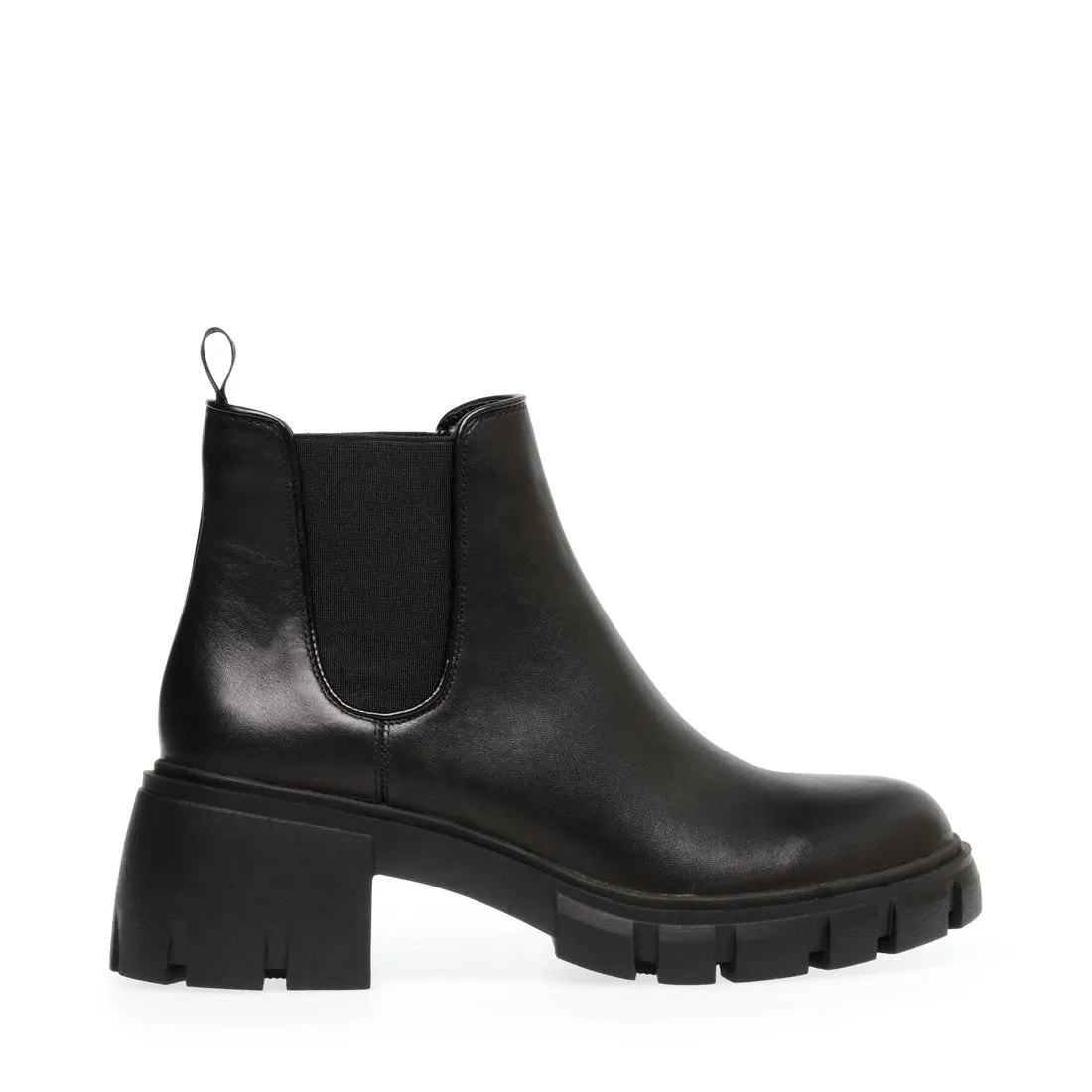 Steve Madden Women's Howler Block Heel Platform Ankle Boots Black Leather (8.5, BLACK)
