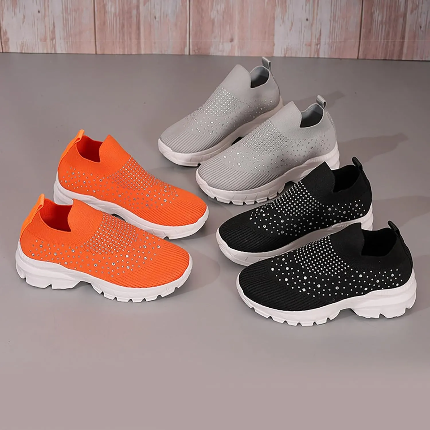 Women's Canvas Casual Shoes Dating Platform Slip-On High Top Sneakers Bling Tennis Shoes for Women Womens Red Loafers Women Walking Sneakers