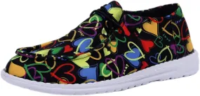 Women's Slip Canvas Sneakers Lace-up Loafers Colorful Cartoon Floral Print Lightweight Comfortable Stylish Easy to Wear Casual Suitable for Daily Drive Wear