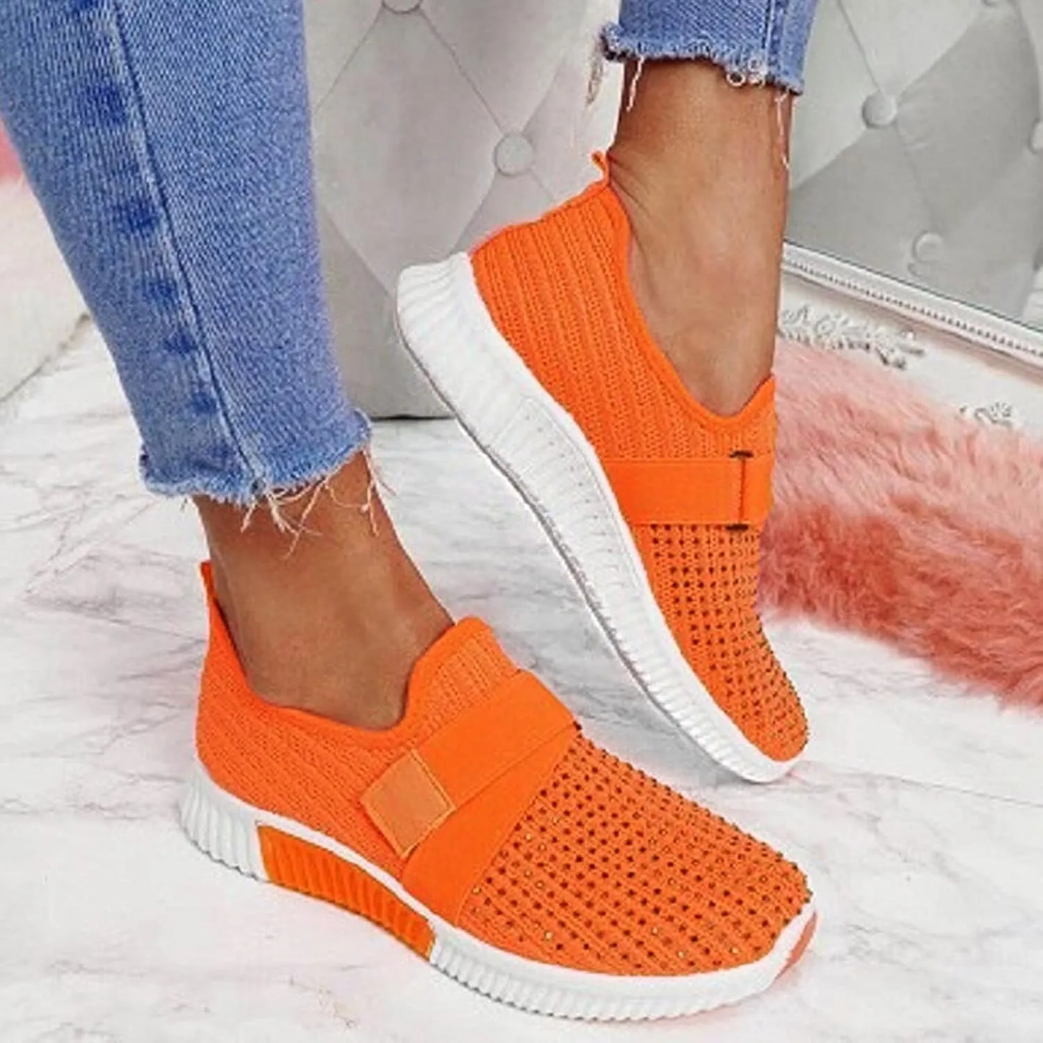 Women's Sneakers Wide Lightweight Work Slip Resistant Breathable Womens Shoes Dressy Casual Low Heel Women's Shoes Loafers White Fashion Sneakers for Women